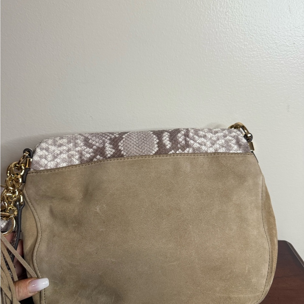 Michael Kors Bedford python embossed & suede Two … - image 11